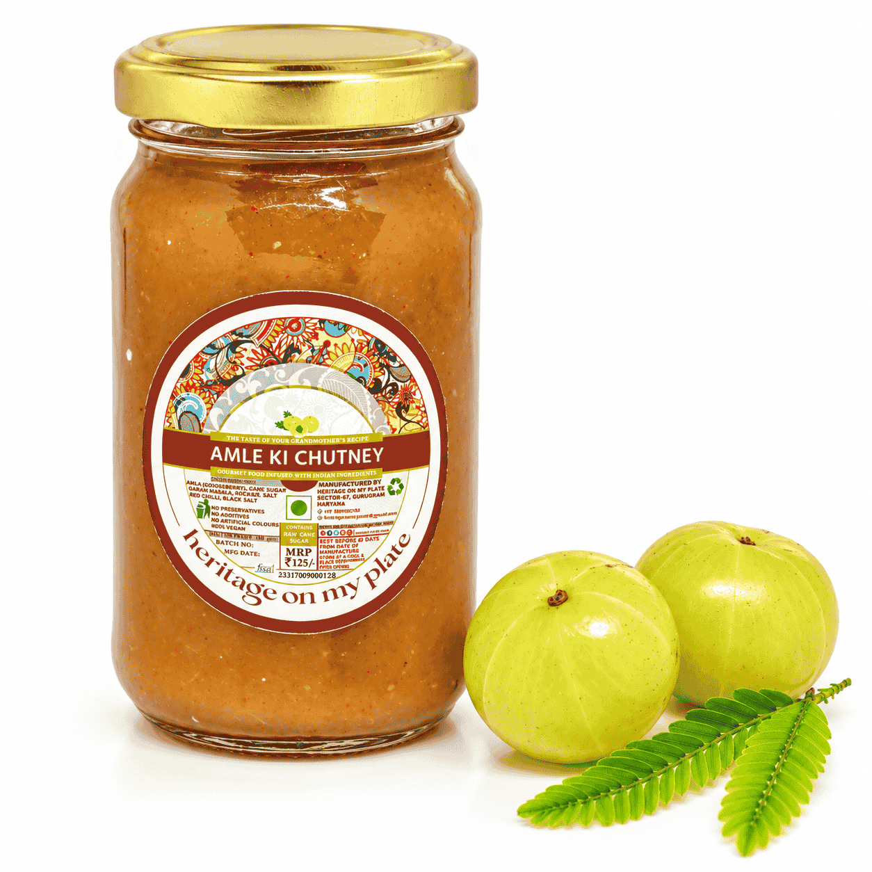 Amla Chutney Jar with Fresh Gooseberries