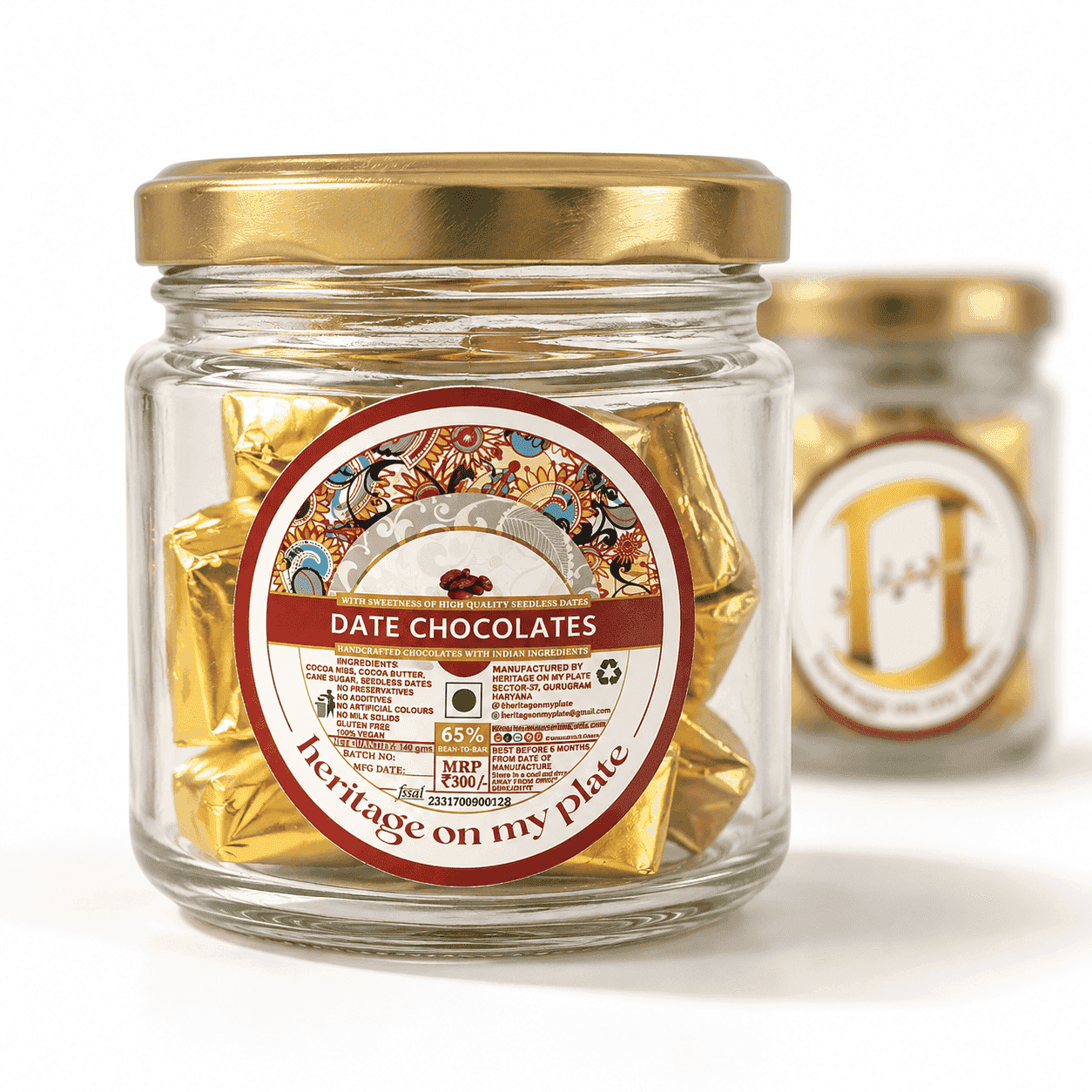 Gold Wrapped Date Chocolate Jar